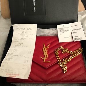 authentic red saint laurent bag